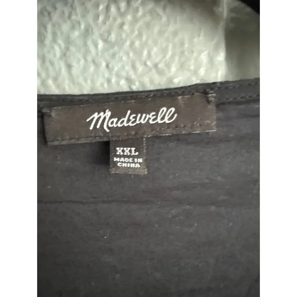 Madewell Lace Trim Pintuck Button Front Mini Dress Black size XXL in Black - Picture 3 of 5